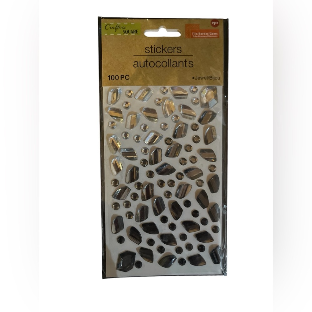 BLACK/SILVER JEWEL STICKERS 100PCS